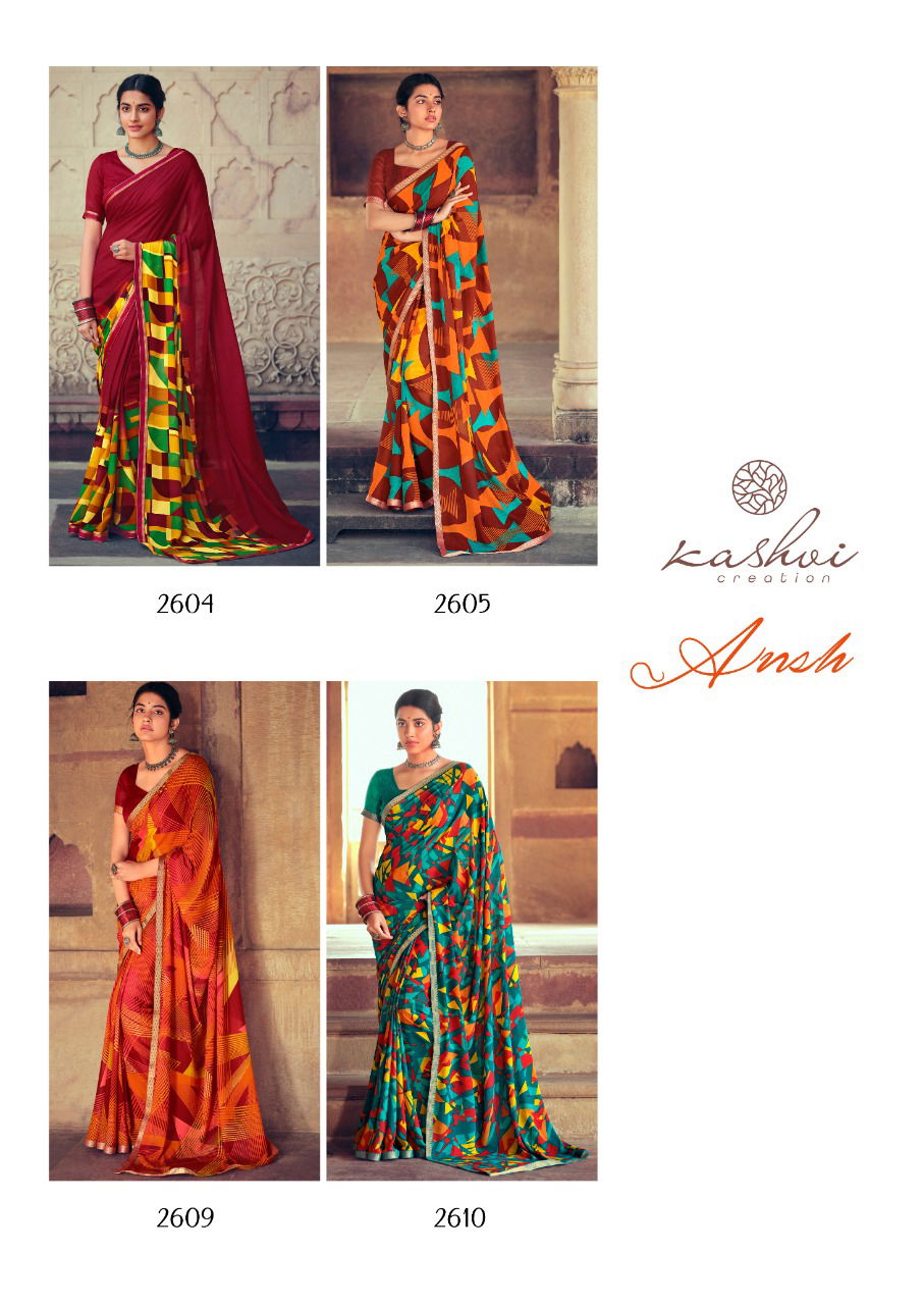 Kashvi Ansh 2 Fancy Designer Casual Regular Wear Weightless Georgette Printed Sarees Collection
